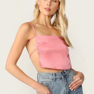 Strapping backless satin cami top